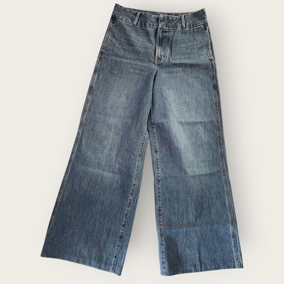 Express Denim - Express Jeans Women's Sz 12R Blue Denim Relaxed Wide-Leg Super High-Rise